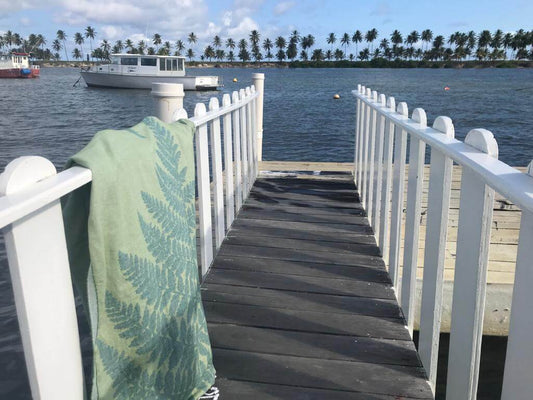 Turkish towel on a peer railing