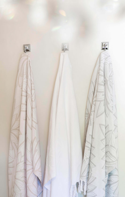 Three Turkish towels in neutral colours. Cottage Core Canada