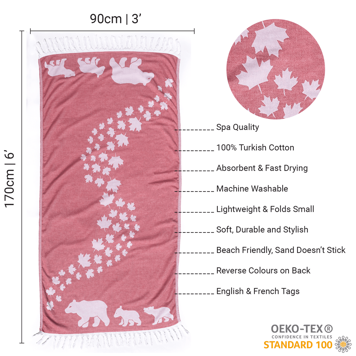 Turkish towels Canada in a Canada Day style with pure cotton for sustainability.