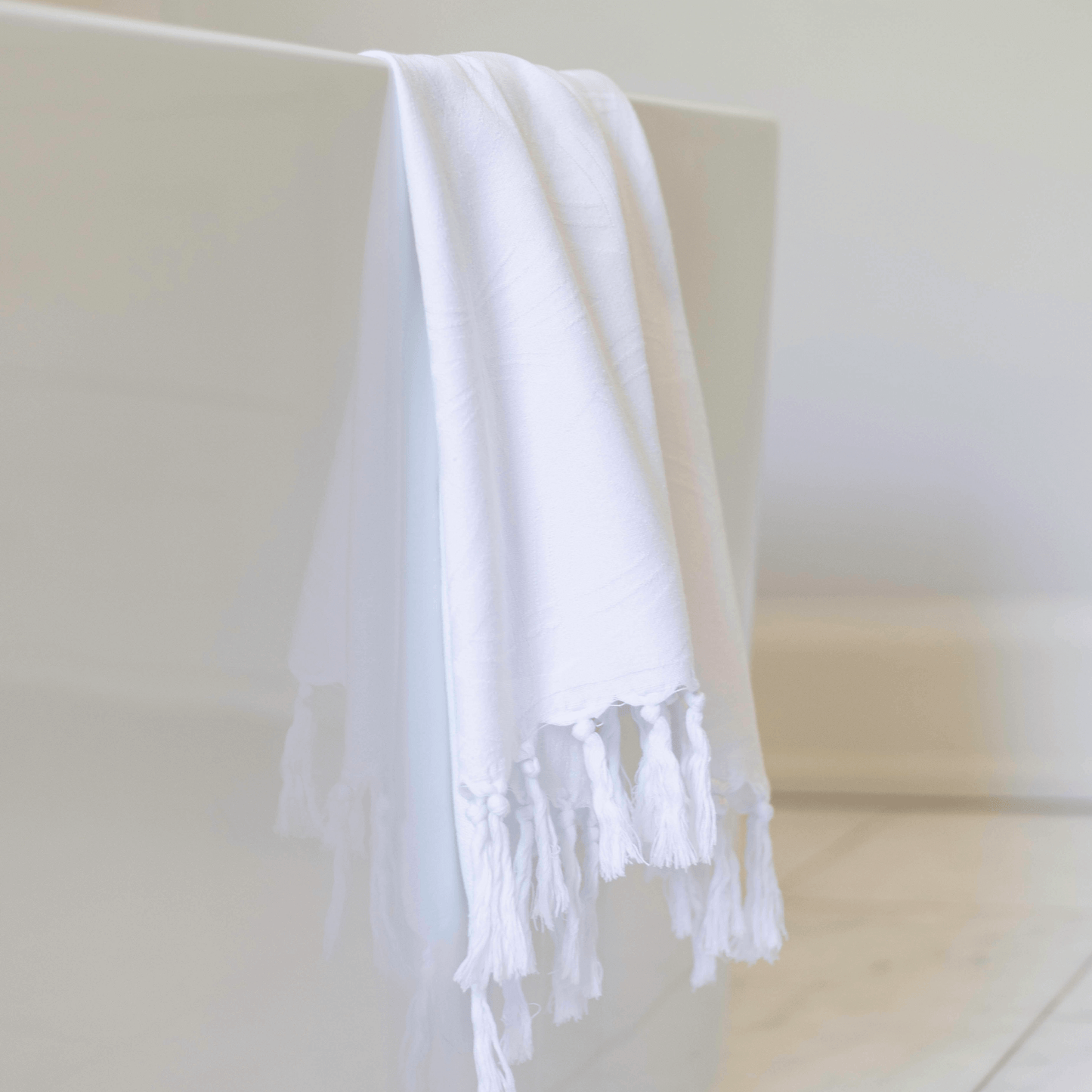 White Turkish towel in the bath