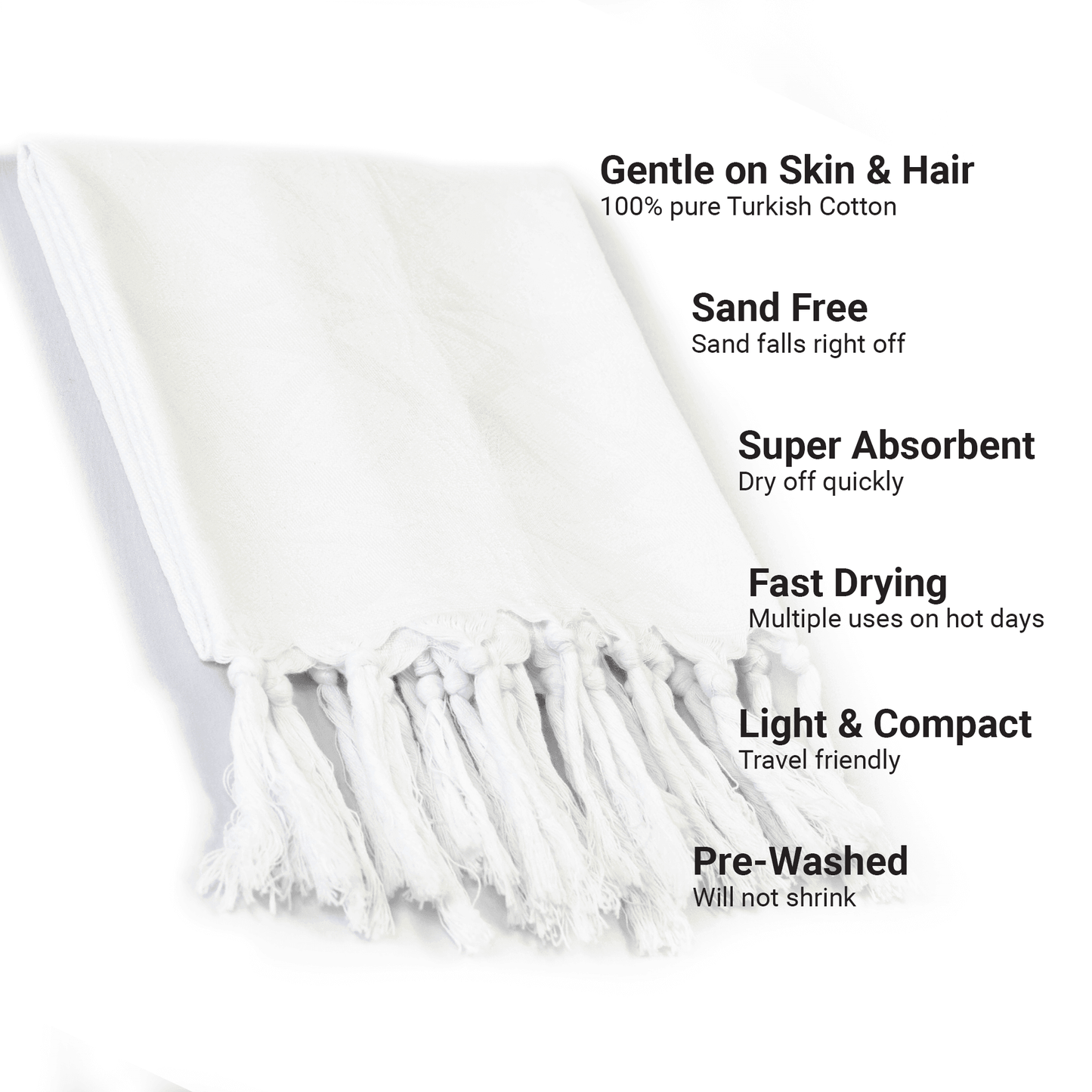 Turkish towels Canada in a large hand towel or tea towel. Pure cotton for sustainability. From a small Canadian business. White towel..