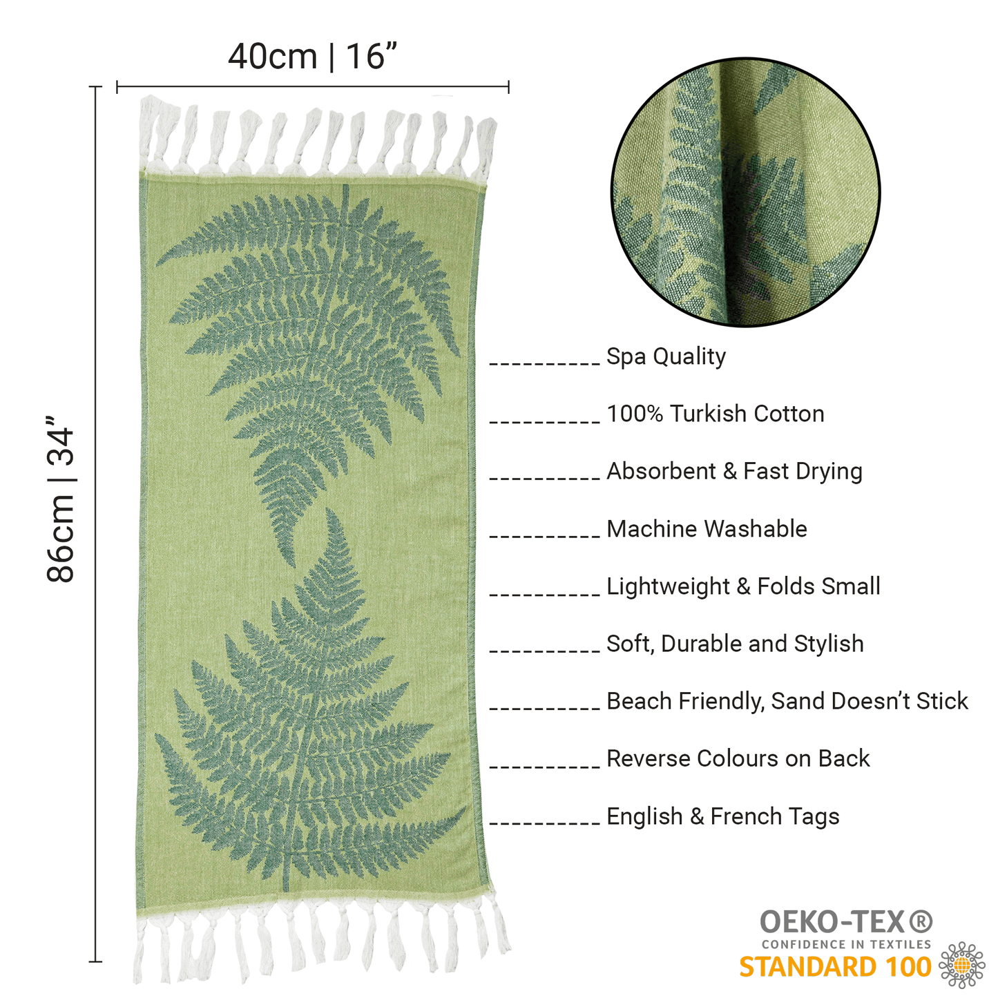 Green fern set of Turkish towels