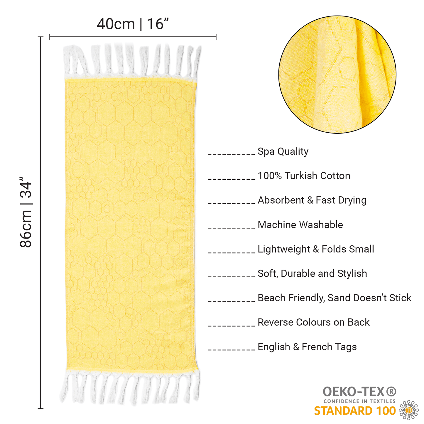 Yellow Turkish Hand Towel