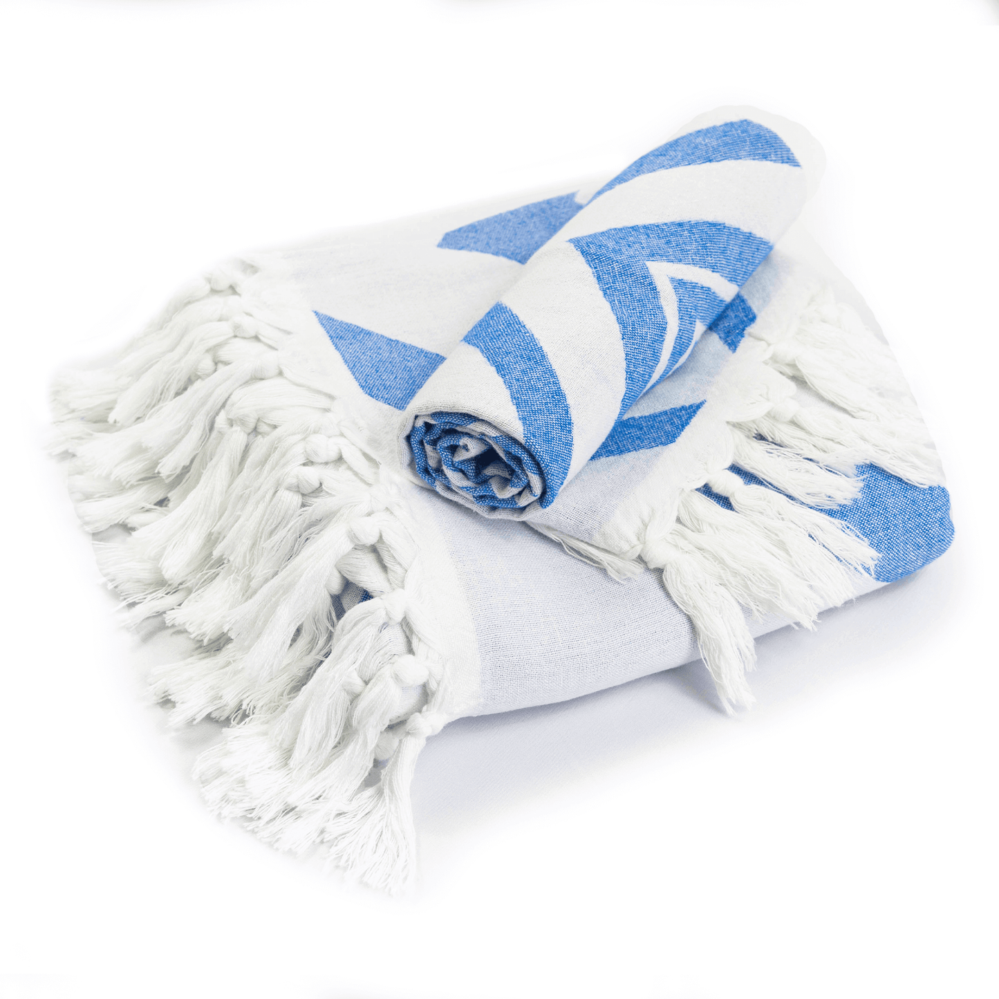 White and blue Turkish towel set