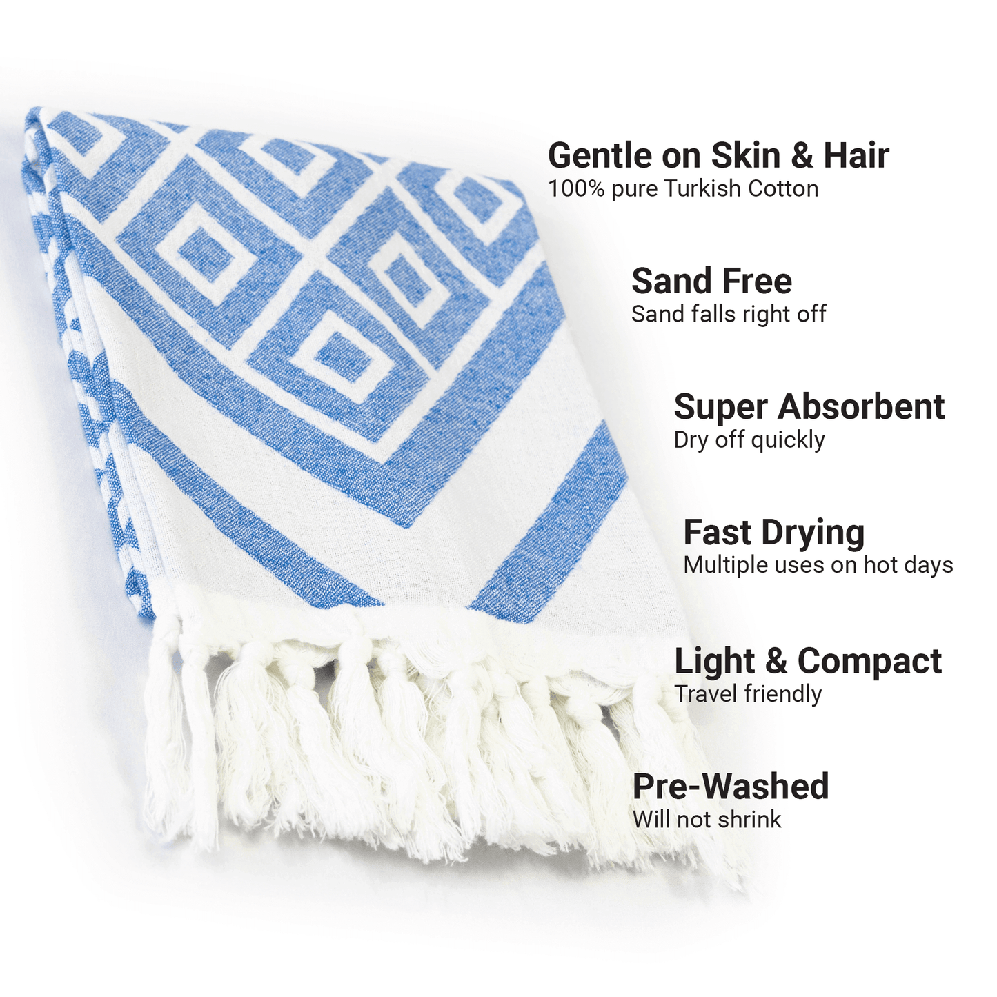 Blue and white hand Turkish Towel