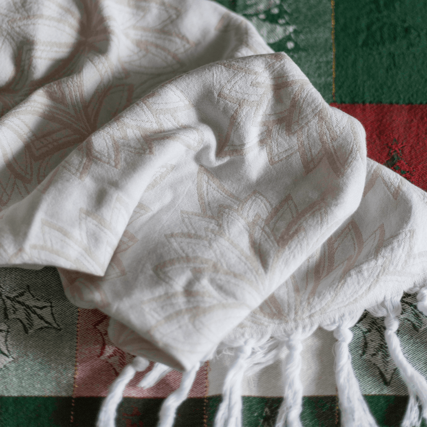 oat and white Turkish hand towel