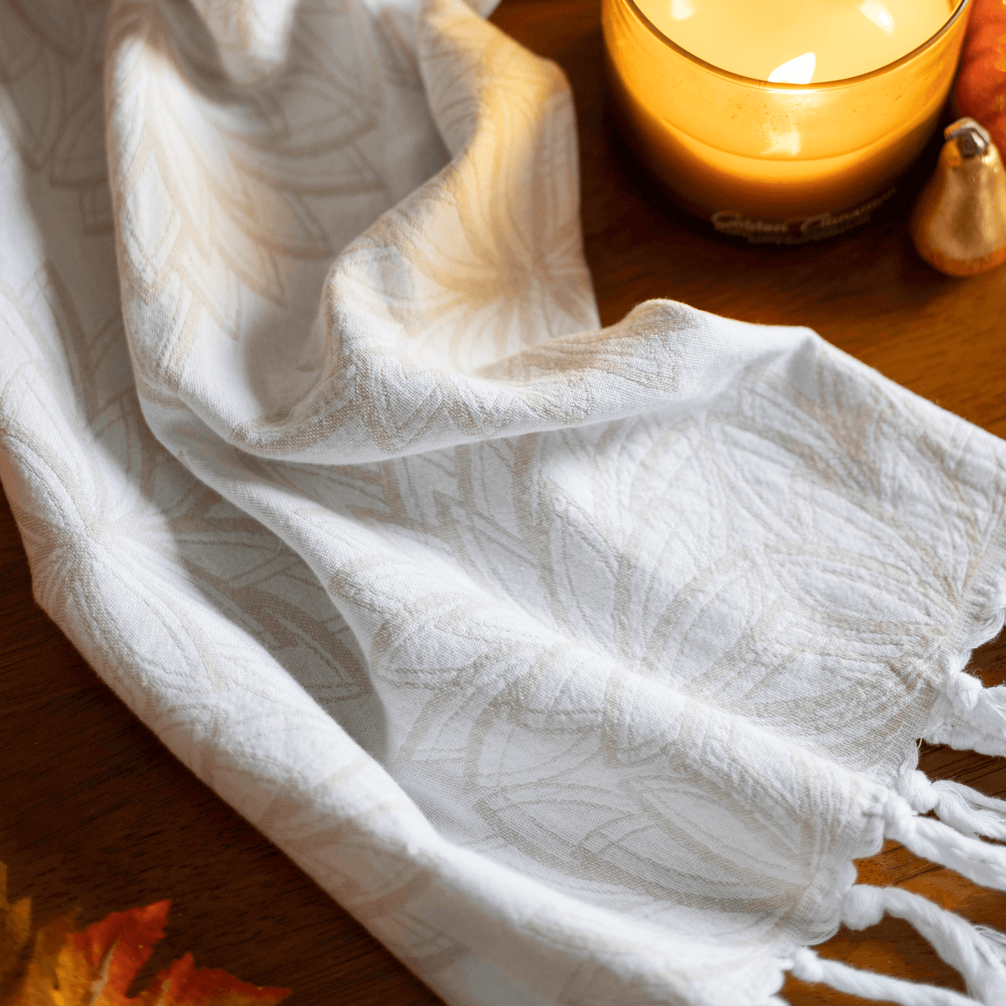 oat and white Turkish hand towel