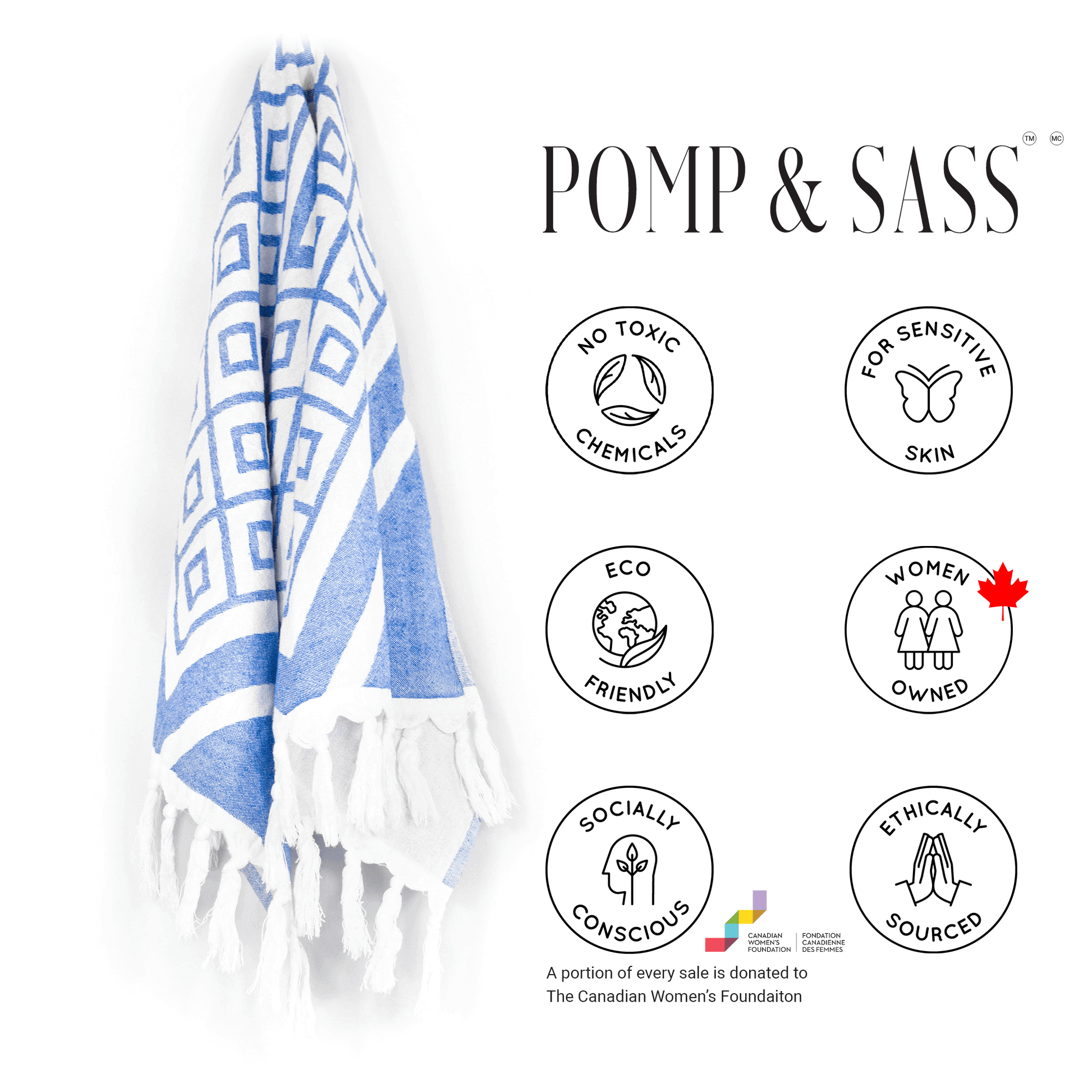 Turkish towels Canada in a large hand towel or tea towel. Pure cotton for sustainability. From a small Canadian business.