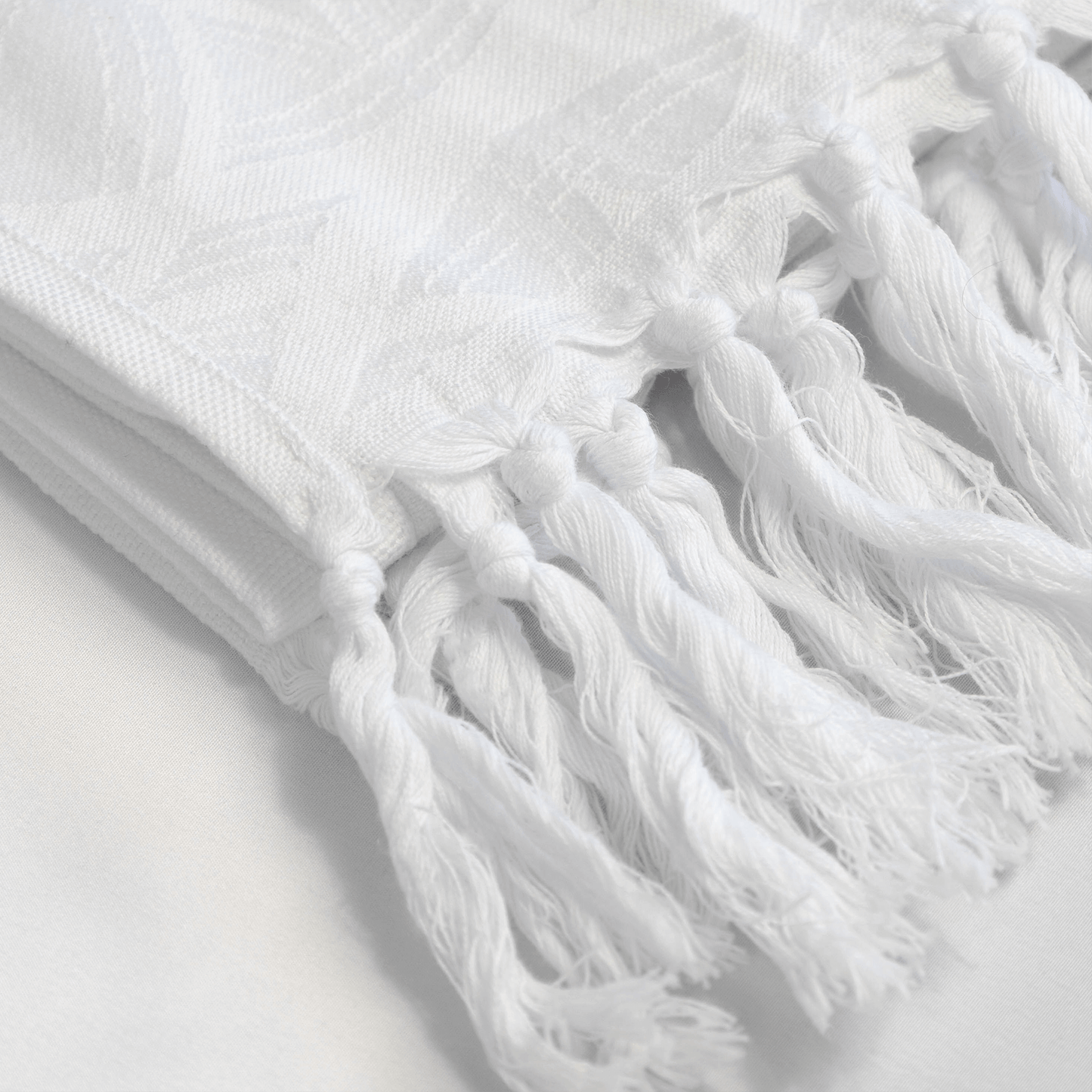 Turkish towels Canada in all white. Luxury Turkish cotton with a surface pattern designed in Canada. Sustainable and machine washable.