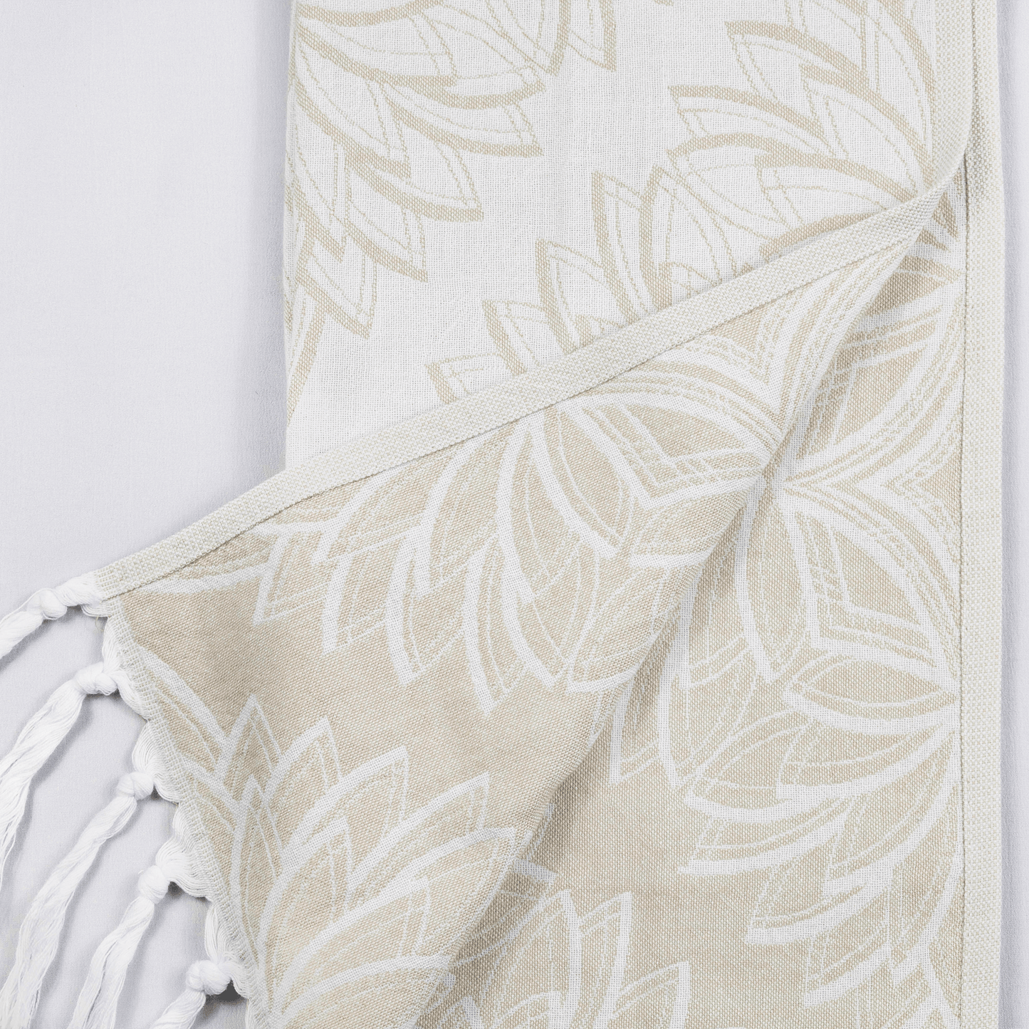 Oat and white Turkish hand towel