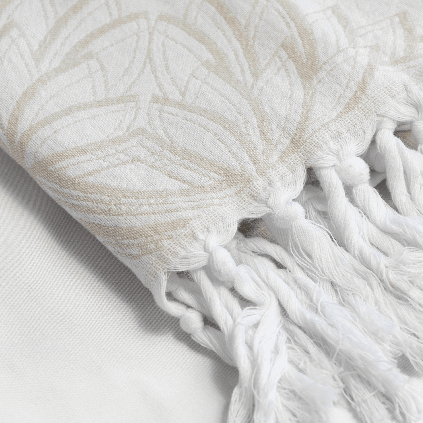 Oat and white Turkish hand towel