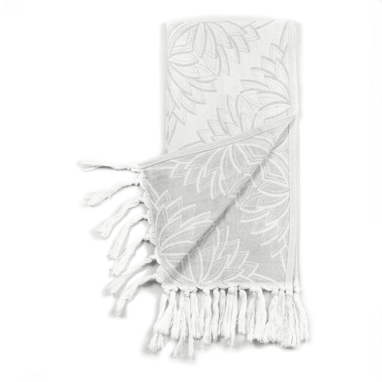 Turkish towels Canada in a large hand towel or tea towel. Pure cotton for sustainability. From a small Canadian business. Grey floral.