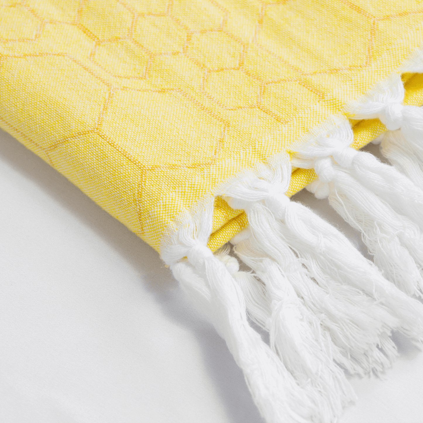 Turkish towels Canada in a large hand towel or tea towel. Pure cotton for sustainability. From a small Canadian business. Yellow orange honeycomb