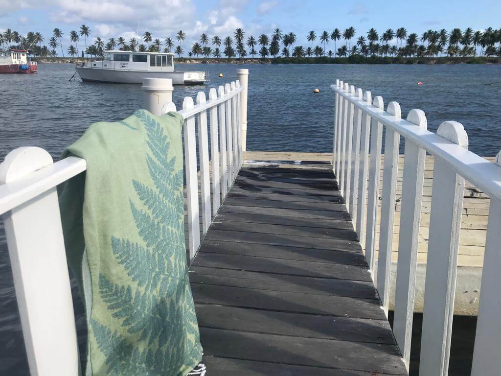 Turkish towel on a peer railing