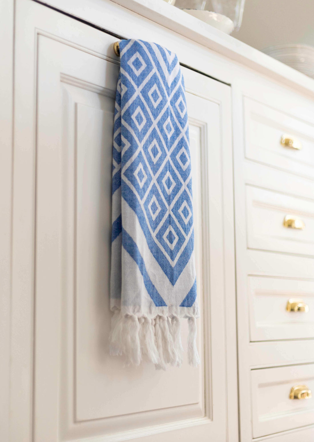 Turkish hand towel in blue and white