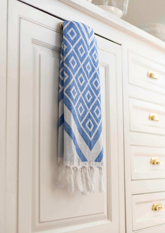 Turkish hand towel in blue and white