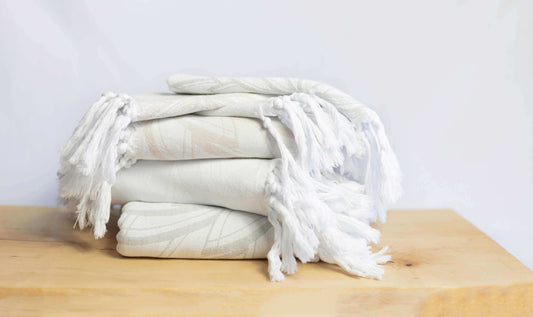 A stack of Turkish towels for wholesale buyers. Cottage core Canada