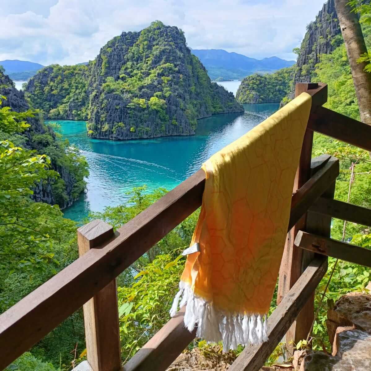 Pomp & Sass Turkish towel at scenic lookout in the Philipines 