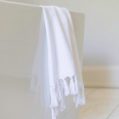 White Turkish towel in the bath