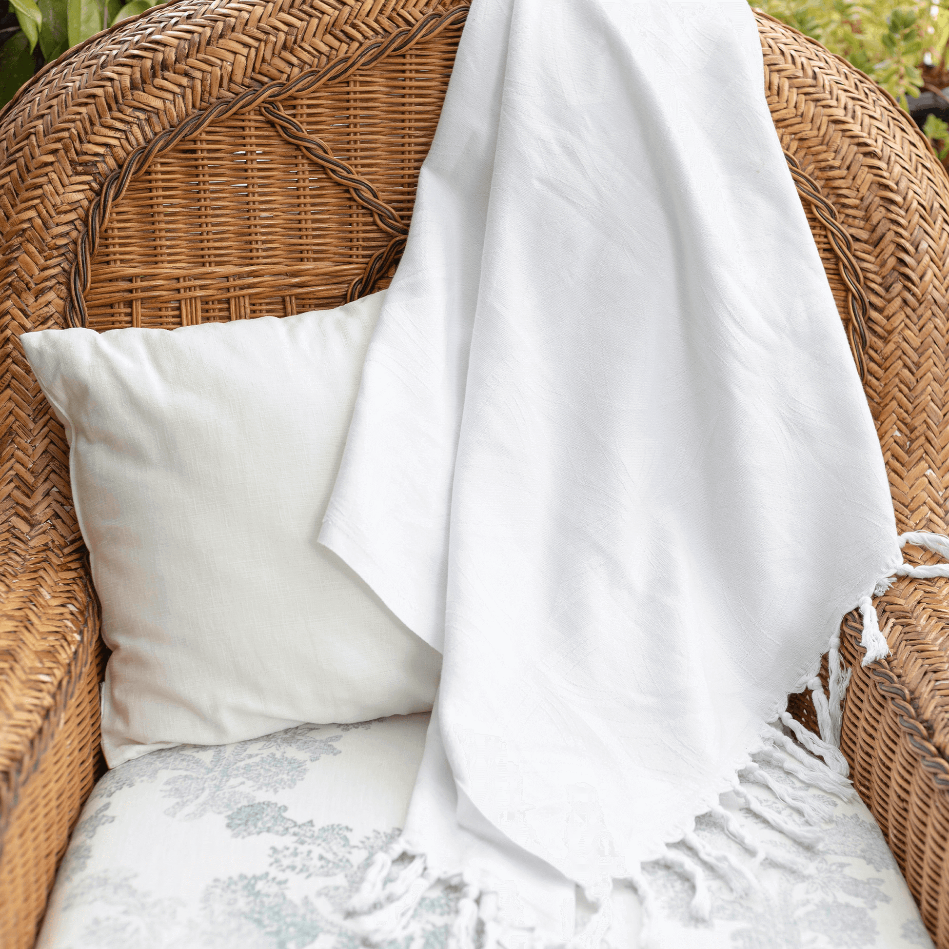 White Turkish towel used as home decor in upscale home