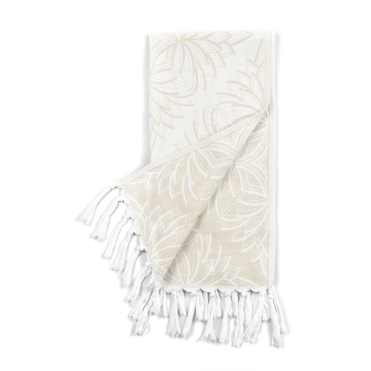 Oat and white Turkish hand towel