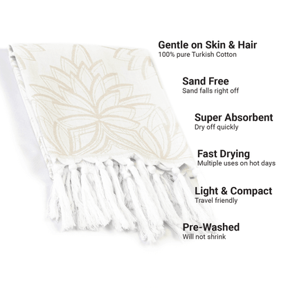 Oat and white Turkish hand towel