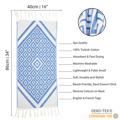 White and blue Turkish towel set