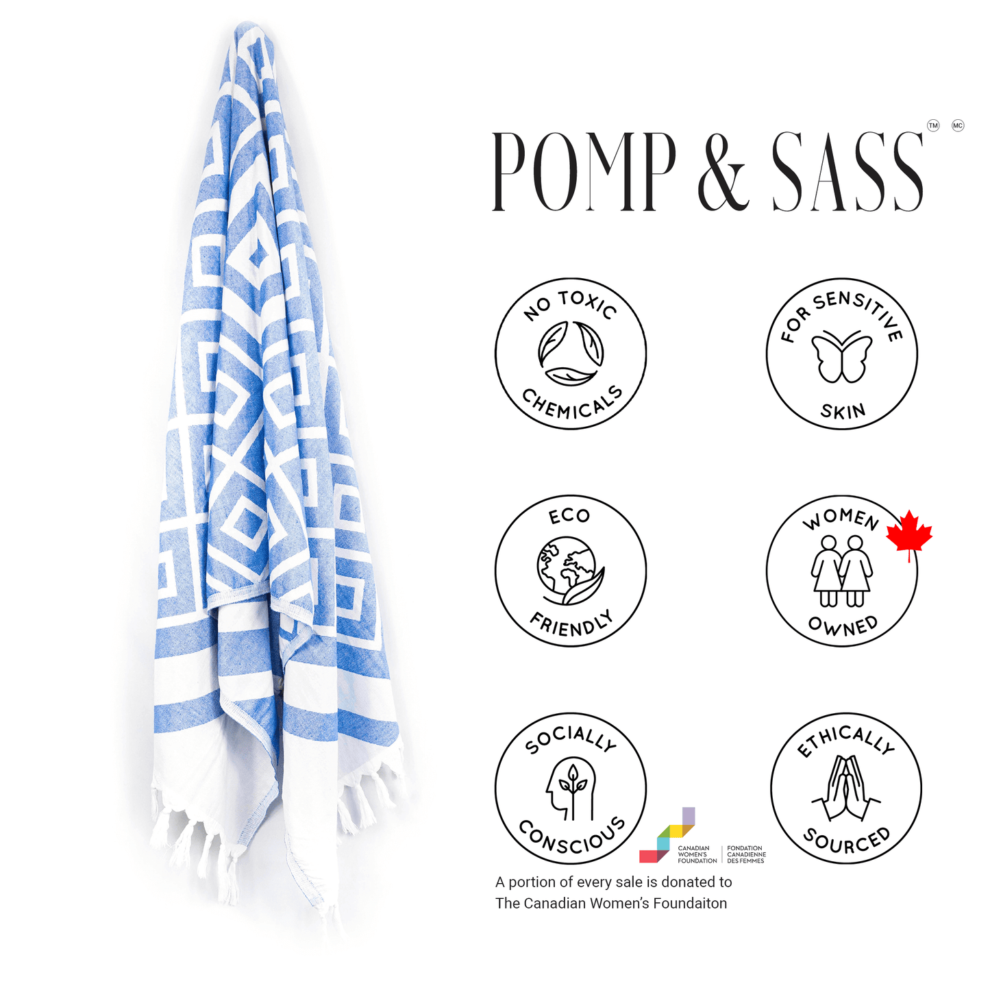 White and blue Turkish towel set