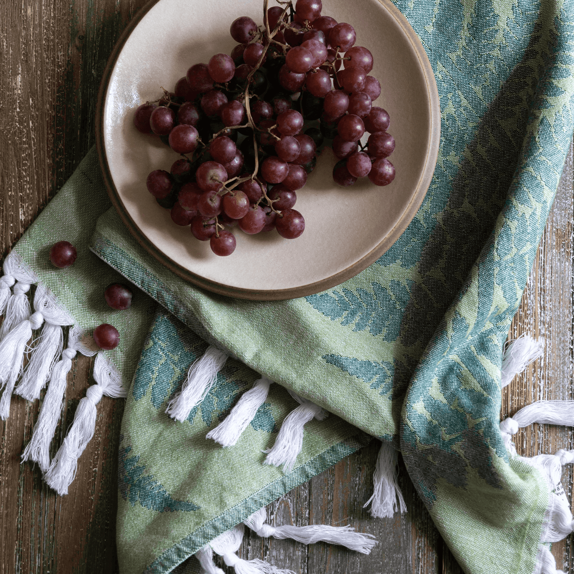 Green Turkish Hand Towel with grapes
