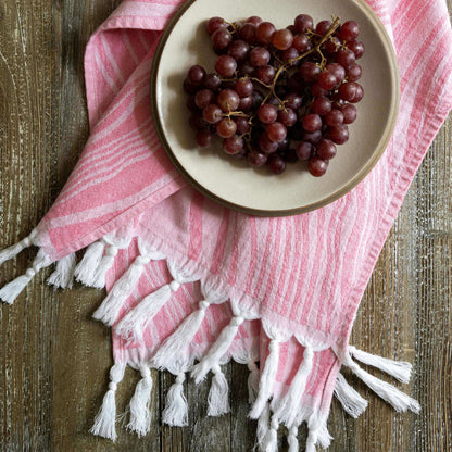 Pink Turkish towel with grapes