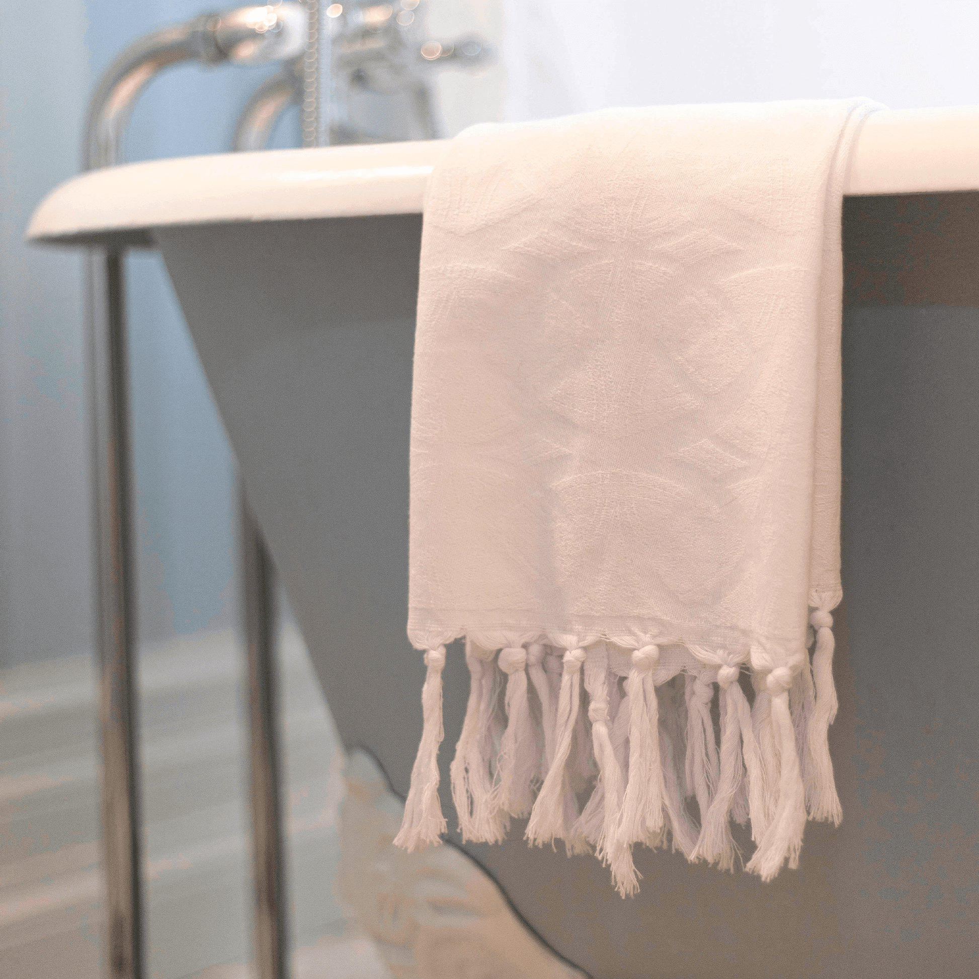 White Turkish towel in the bath