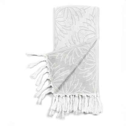 Grey and white Turkish hand towel