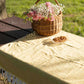 Yellow and orange Turkish towel as a picnic tablecloth